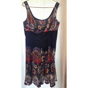 Nine West Sleeveless Floral Swing Dress Blue Women's Size 10
